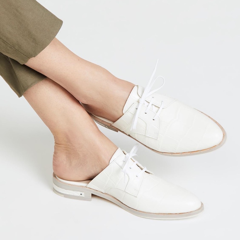 Freda Salvador Croc Embossed Leather Loafer Mules